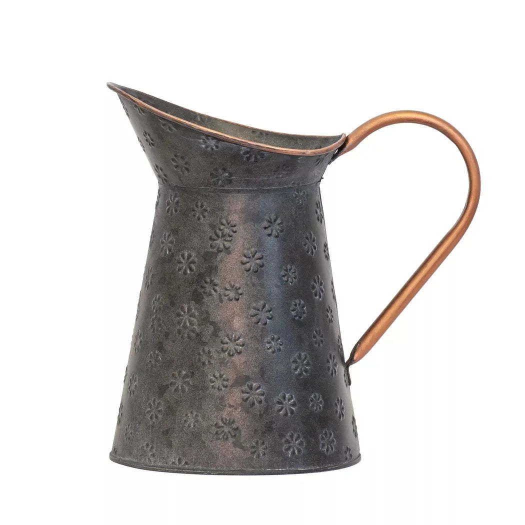 Metal Jug - Dark Daisies 23.5cm - Metal