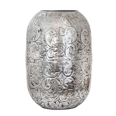 large metal silver vase