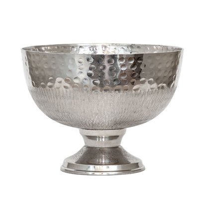 silver metal bowl vase