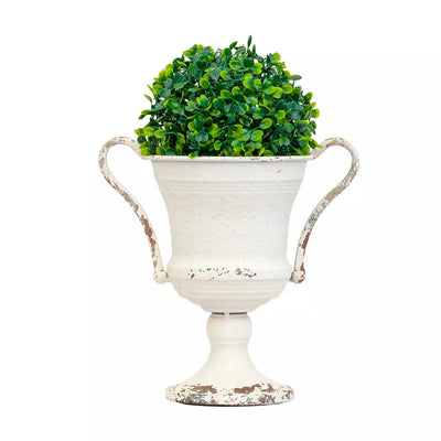 Metal Vase - White Solid Handles 22cm (Vase Only) - Iron