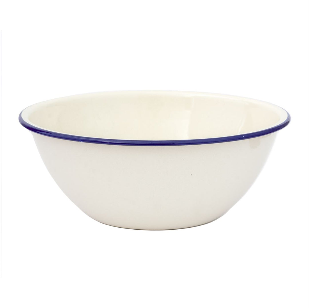 Mixing Bowl - Enamel Large Cream &amp; Blue 26cm