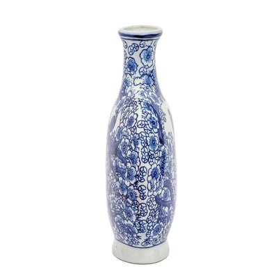 Ceramic Vase - Blue & White Birds Flat