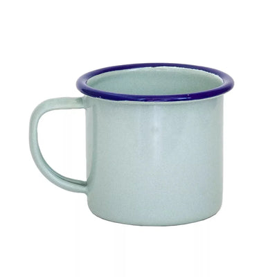 Mug / Cup - Enamel 300ml Various Colours - Blue Rim - Enamel