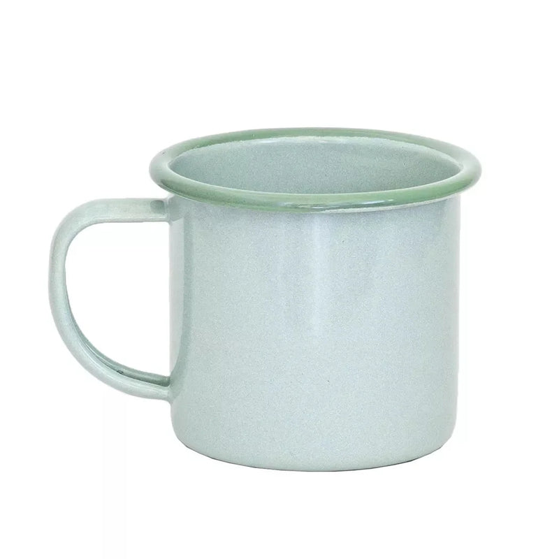 Mug / Cup - Enamel 300ml Various Colours - Light Green Rim -