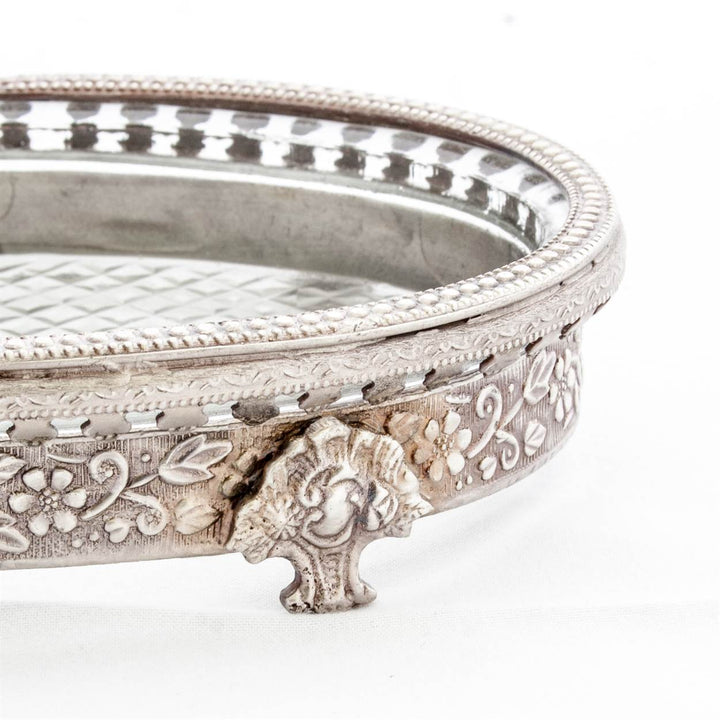 Soap Dish - Oval Pewter &amp; Glass