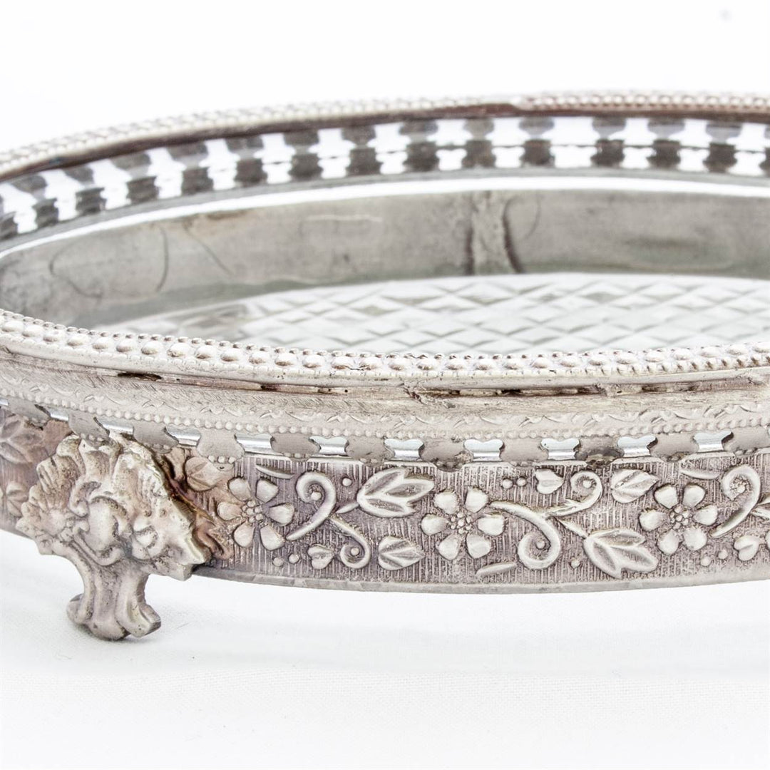Soap Dish - Oval Pewter &amp; Glass