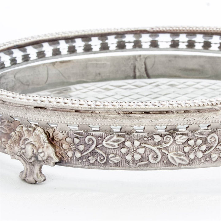 Soap Dish - Oval Pewter &amp; Glass