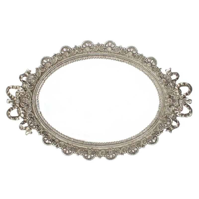 Perfume Tray - Silver Oval Mirror - Mirror