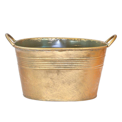 Planter Tub - Metal Golds Handled Large/Small - Large - Iron