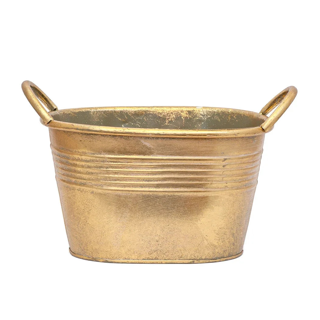 Planter Tub - Metal Golds Handled Large/Small - Small - Iron