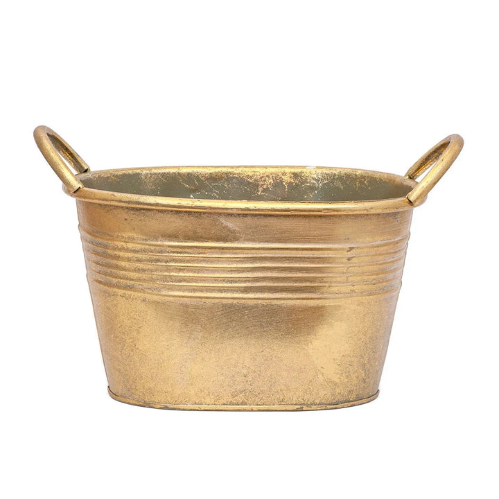 Planter Tub - Metal Golds Handled Large/Small - Small - Iron