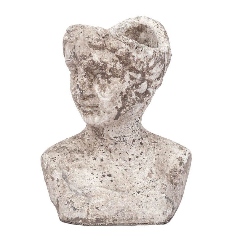 Head Planter - Grey Female Bust Small - Cement