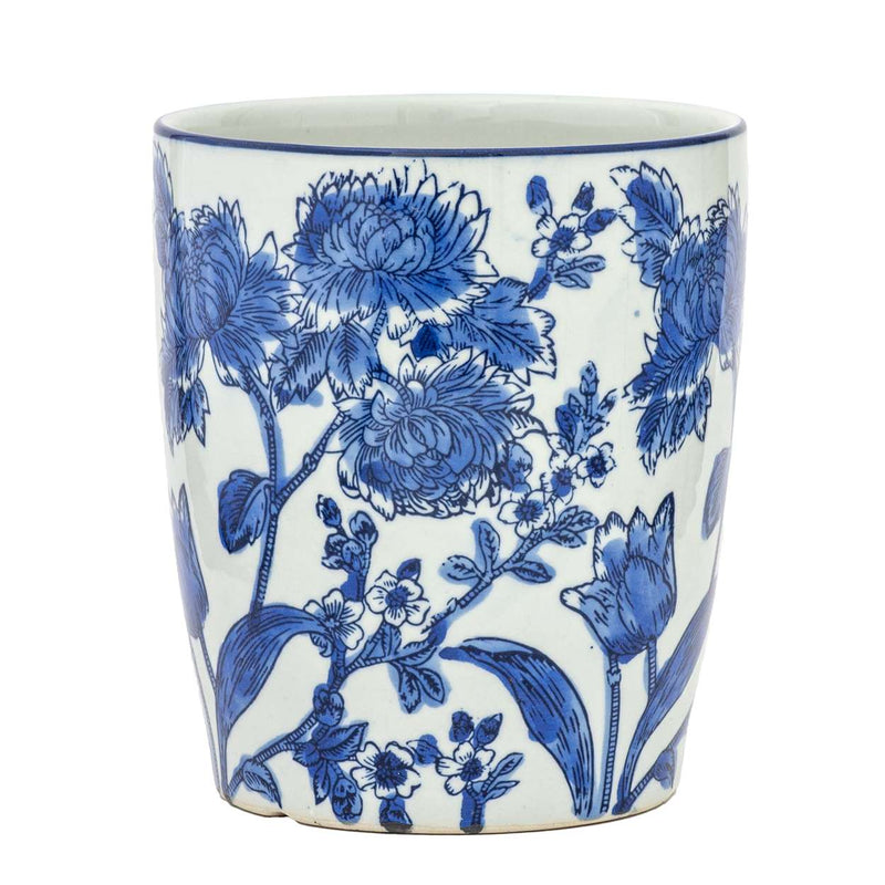 Ceramic Planter - Blue & White Flowers Lrg/Med