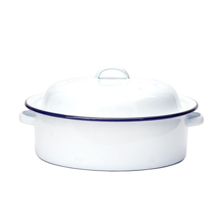 Roaster Pan - 1st Grade Enamel White Round (Braaibak) Sml