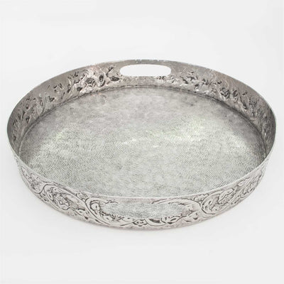 Tray -Round Silver Morocco