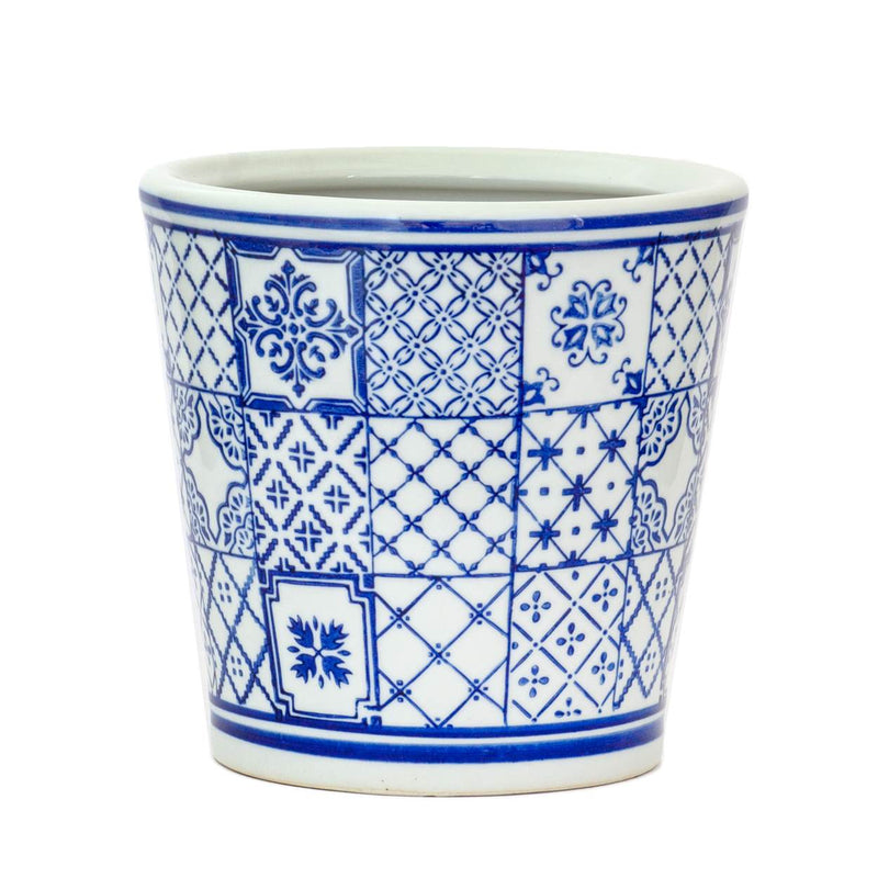 ceramic planter blue and white