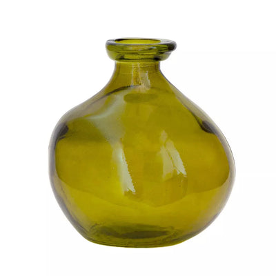 Vase - Olive Green Curves 18cm - Glass / Crystal
