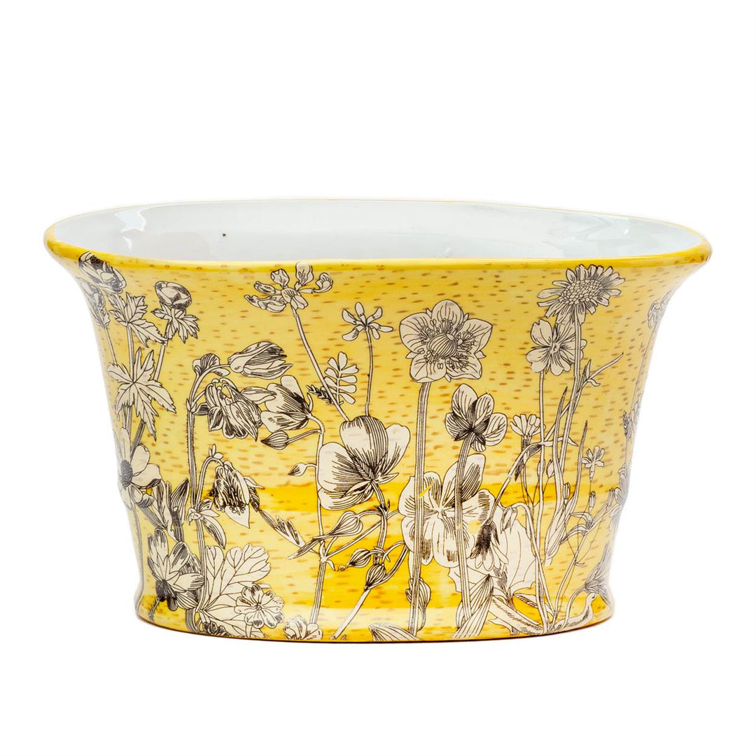 yellow ceramic planter